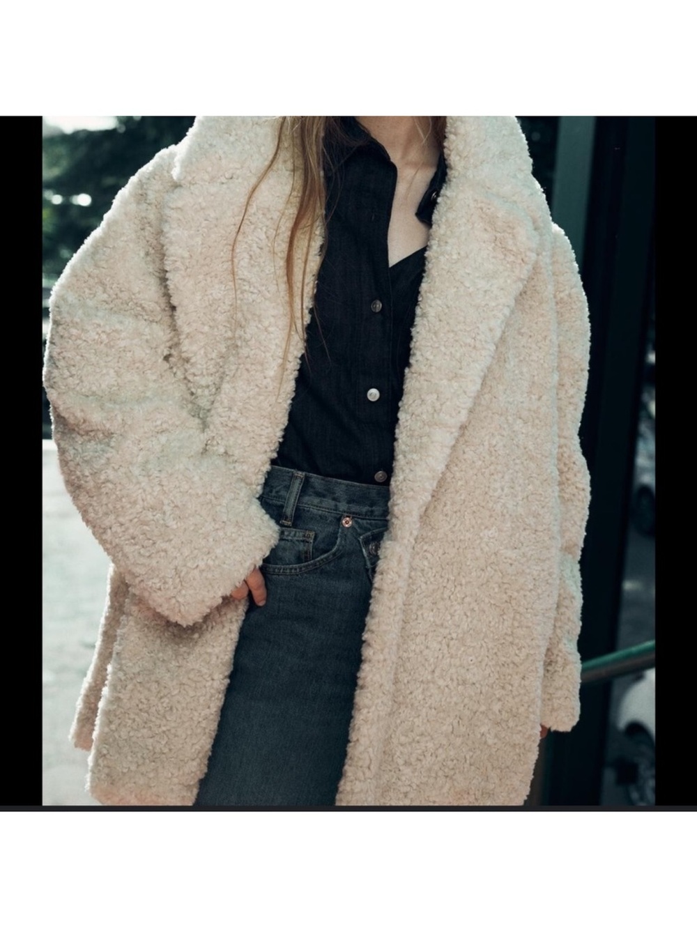 Zara Cream Teddy Faux Shearling Jacket